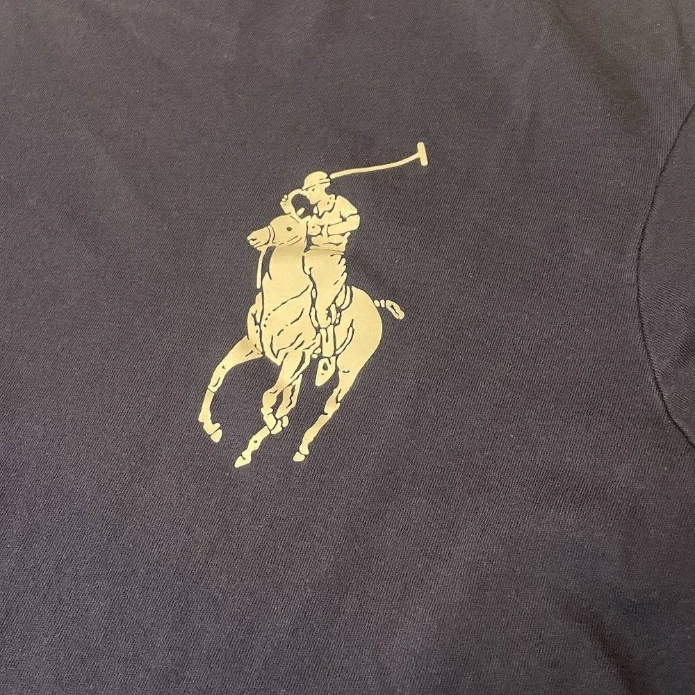 Vintage‎ Polo Ralph Lauren Men's Long Sleeve Custom Fit Y2K Big Pony Navy Size L